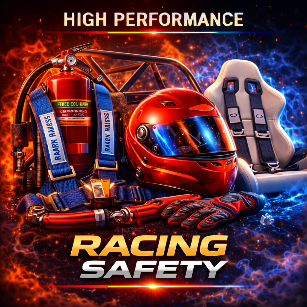 Racing safety equipment and motorsport protection components